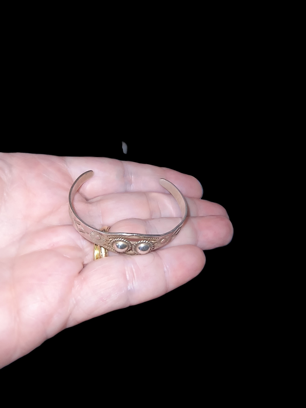 Sterling Silver Navajo Style Fred Harvey Era Child's Stamped Cuff Bracelet - Picture 6 of 10